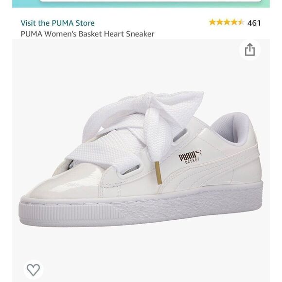 Rihanna Shoes - Puma Basket Heart Night Sky white sparkle satin laces sneakers size 8.5  8 1/2